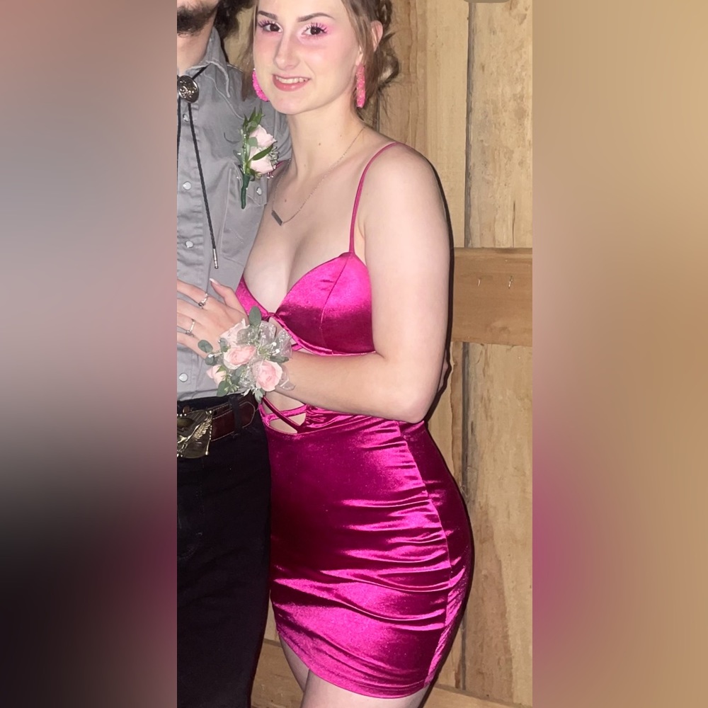 Pink Satin Cutout Windsor Dress
